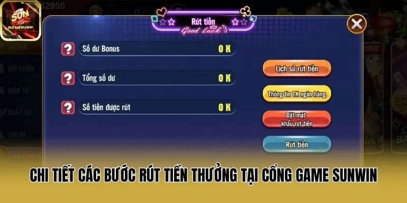 Chi tiết các bước rút tiền thưởng tại cổng game Sunwin